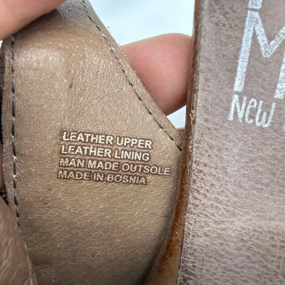 Miz Mooz Leather Slingback Wedge Sandals Open Toe Multi Strap Taupe EU 37